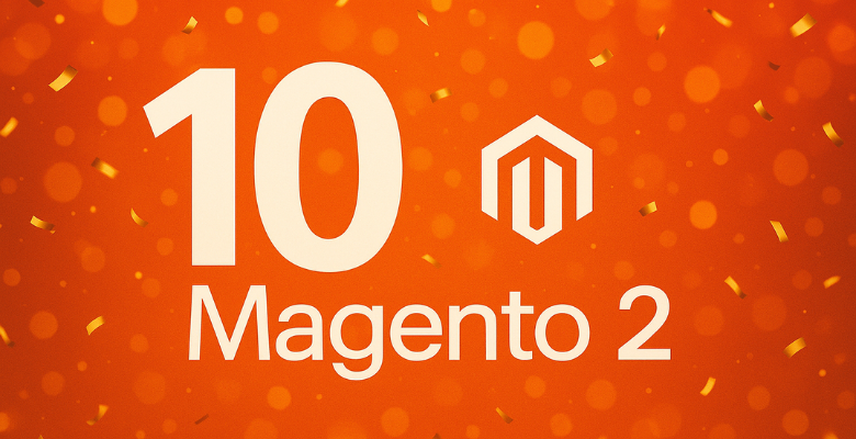 Bild mit Konfetti welches 10 Jahre Magento 2 feiert