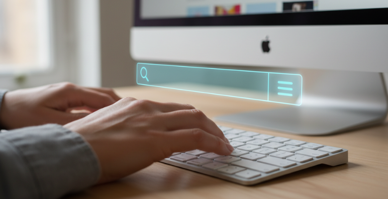 Suchanfrage am Laptop